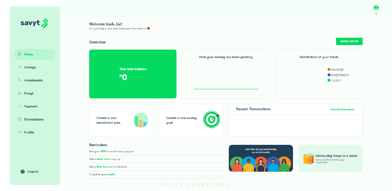 Savyt Dashboard