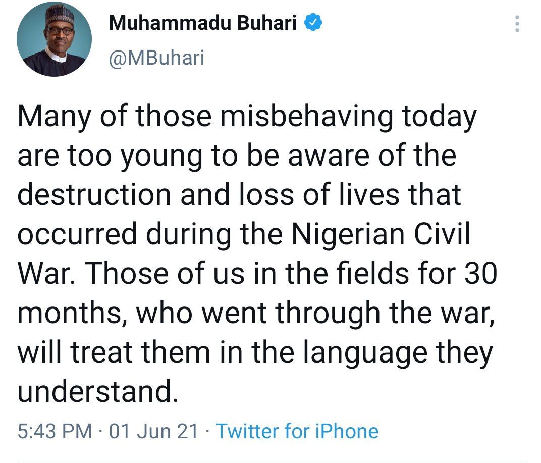 President Buhari's controversial tweet